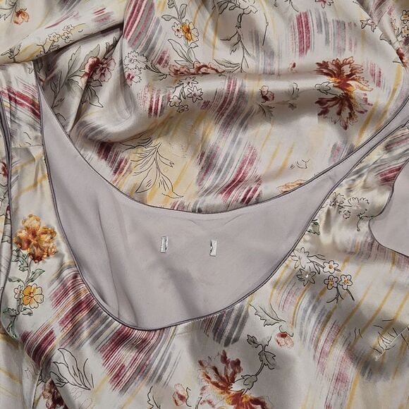 Vintage Lapis Y2K Fairy Silk Dress Size Large Beaded Asymetric Floral Midi Max - Picture 5 of 16